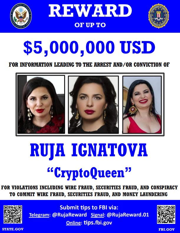 A wanted poster for the so-called CryptoQueen