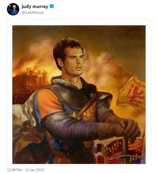 Andy Murray's mother Judy posted this picture of him in knight's armour