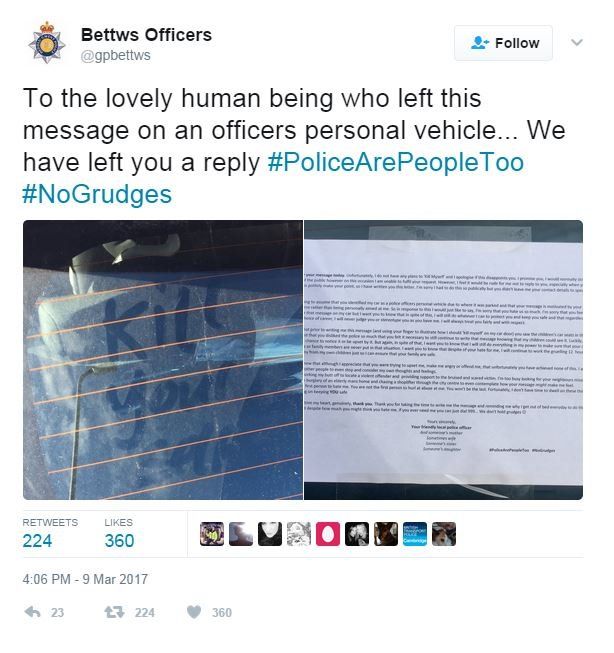 Gwent Police tweet