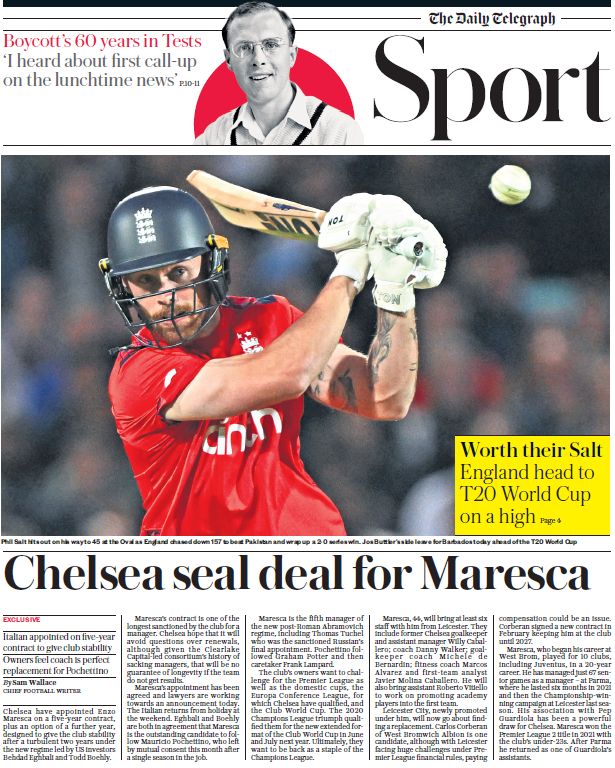 Telegraph back page