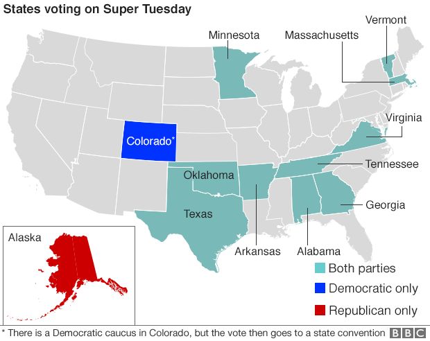 Map: Super Tuesday states
