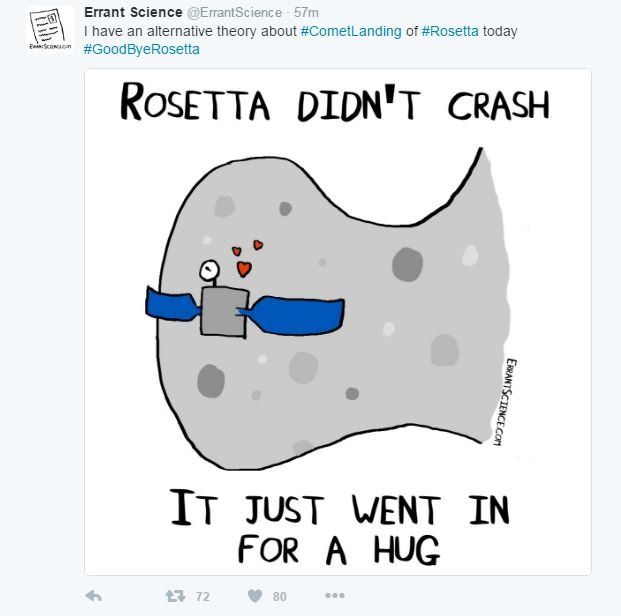 Errant Science tweeted: Rosetta didn't crash it just went in for a hug