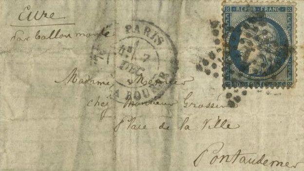 Cómo una carta que salió en globo del asedio de París en 1870 terminó