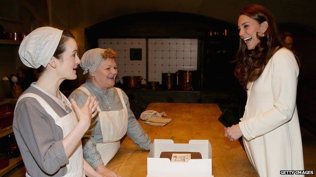 The Duchess of Cambridge on Downton Abbey set at Ealing Studios
