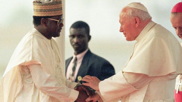 Sani Abacha meets with former Pope John Paul II