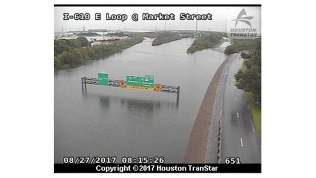 CCTV image shows flooded road in Houston