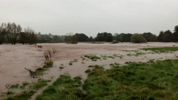 River Monnow has burst its banks