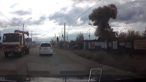 Mwenye gari alipiga video ya mlipuko huo kwa kutumia kamera ya gari
