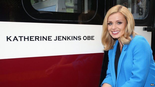 Katherine Jenkins and the train carriage