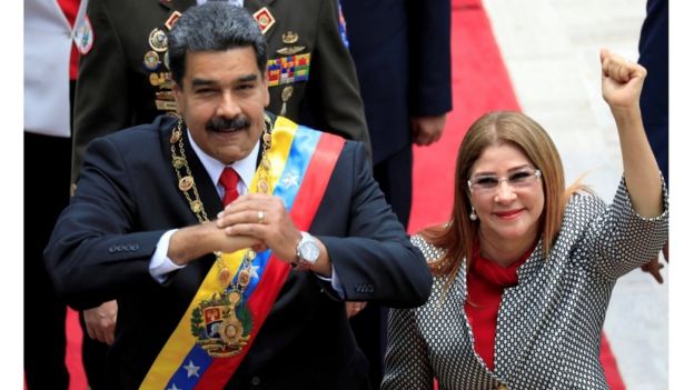 Nicolás Maduro com a mulher Cilia Flores