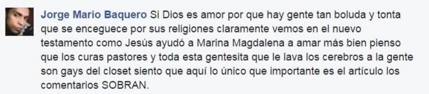 Comentario en Facebook