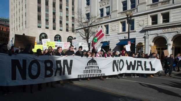 Protesters march up Pennsylvania Avenue in Washington