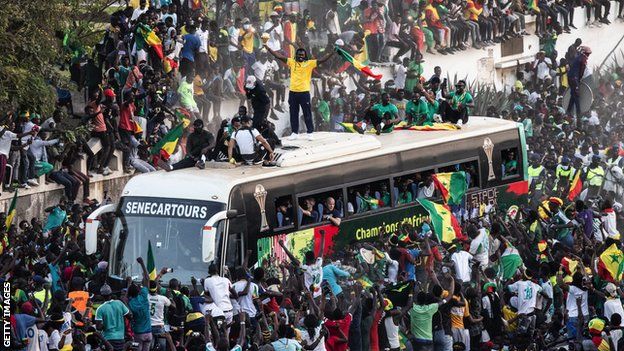 Senegal celebrate their Africa Cup of Nations success