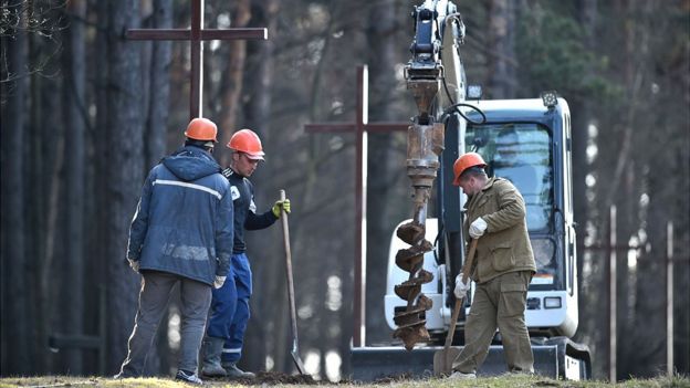 Belarus Demolishes Crosses At Soviet Era Execution Site Bbc News