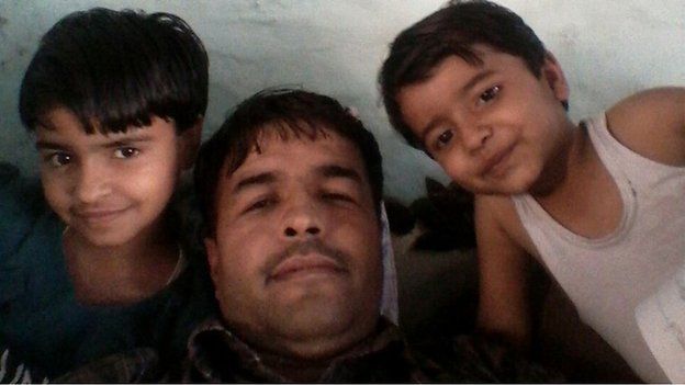 Sunil Jaglan with his children