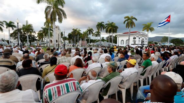 View of the ceremony in the Santa Ifigenia cemetery in Santiago de Cuba, on January 1, 2019
