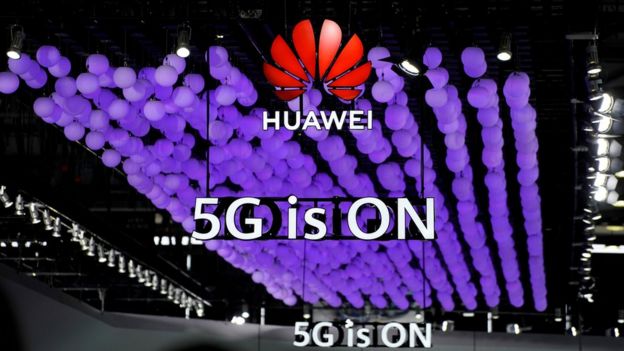 Huawei 5G sign at trade show