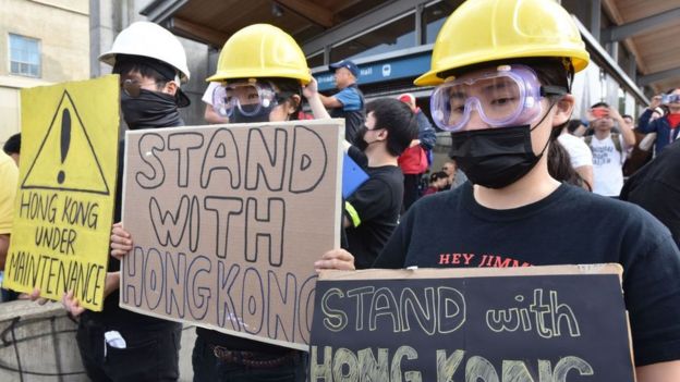 Manifestantes en Hong Kong.