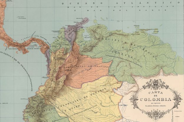 Mapa que muestra las divisiones coloniales en el Nuevo Mundo, en 1538. En verde se ve la Provincia de Venezuela (también llamada Provincia de Caracas).