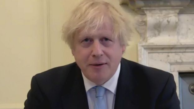 Boris Johnson appears on a video call to answer MPs questions
