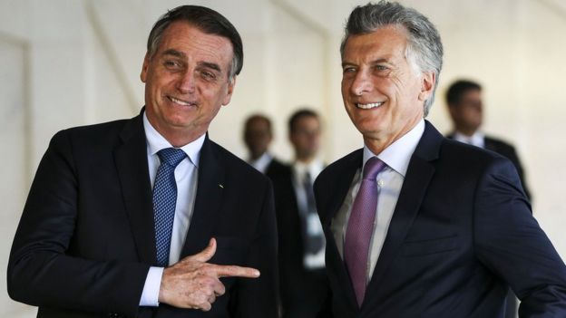 Bolsonaro com Macri no Planalto, em foto do início do ano