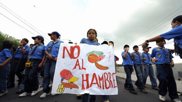Marcha contra el hambre en El Salvador.