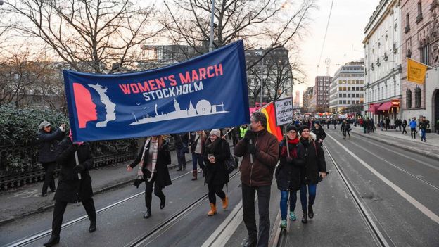 Marcha de mujeres en Estocolmo
