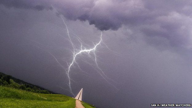 Lightning in a field