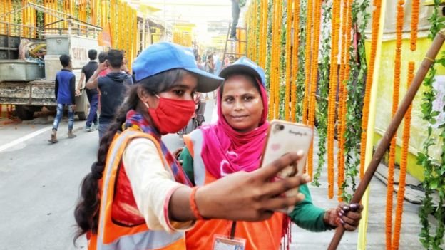 Two women take a selifie