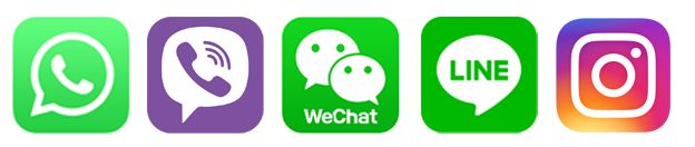 Logos of WhatsApp, Viber, WeChat, Line and Instagram