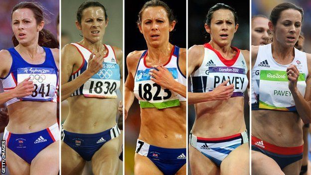Jo Pavey at the Olympics in 2000, 2004. 2008