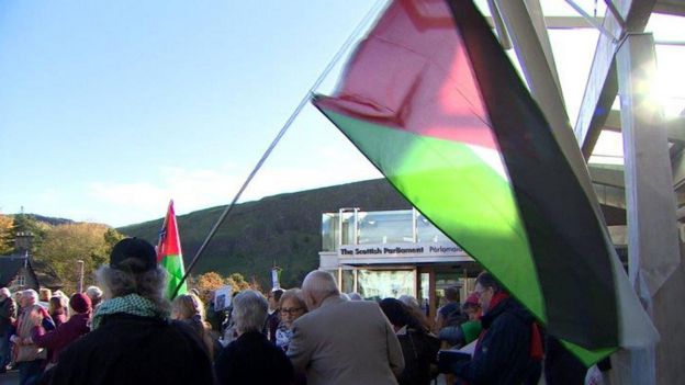 The Scottish Palestine Solidarity Campaign was involved in a protest in Edinburgh on Thursday