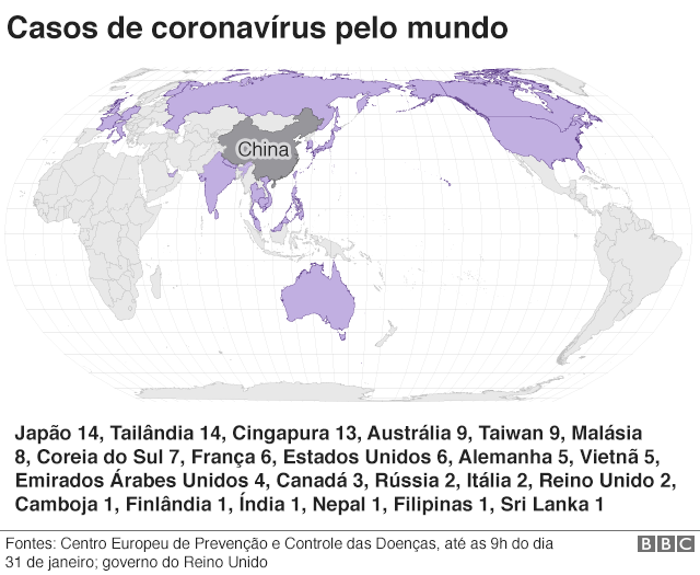 Casos de coronavírus pelo mundo