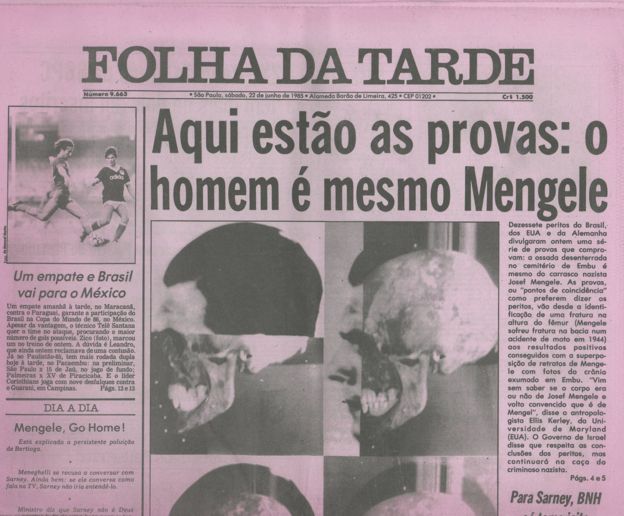 Portada de "Folha da Tarde" del 22 de junio de 1985