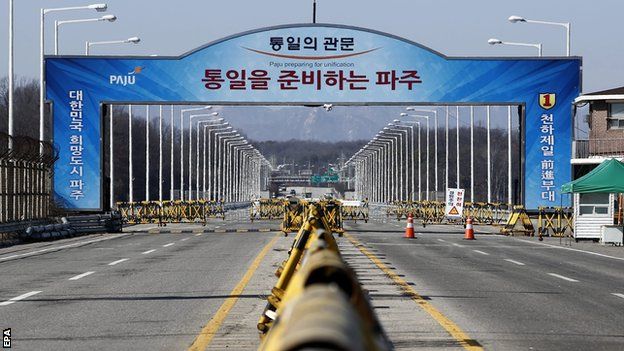 The unification bridge near the demilitarised zone in Paju in Gyeonggi-do Province, South Korea