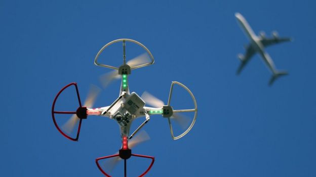 drone and plane