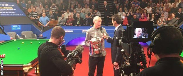Steve Davis is interviewed by the BBC after announcing his retirement