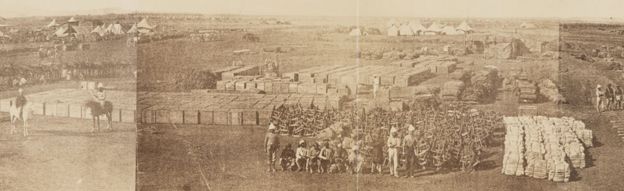 V&A Museum, Maqdala 1868 display: Photograph of the Camp at Zoola during the Abyssinia Expedition 1868-9 by the Royal Engineers