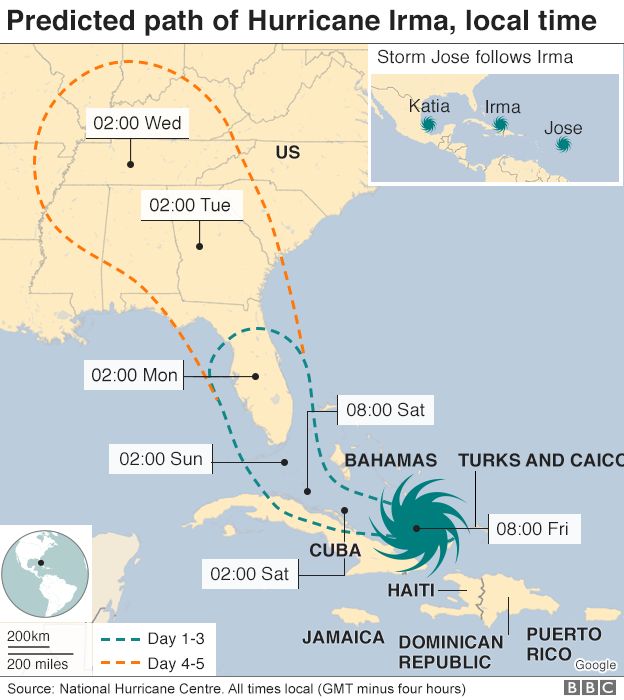 Hurricane Irma: Which areas are at risk? - BBC News