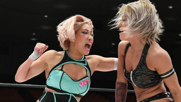 Hana Kimura and Giulia compete during the Women's Pro-Wrestling Stardom - No People Gate at Korakuen Hall on 8 March 2020 in Tokyo, Japan