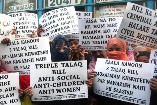 Indian Muslim Women protest against triple Talaq Bill on January 10 2019 in Kolkata.