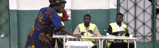 a woman voting