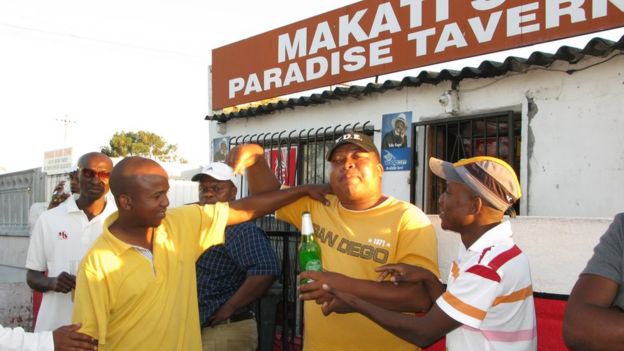 Drinkers at a shebeen near Cape Town, South Africa - archive shot