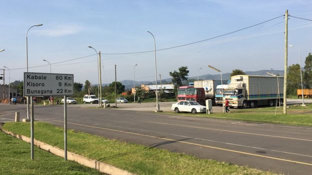 Trucks parked at the border