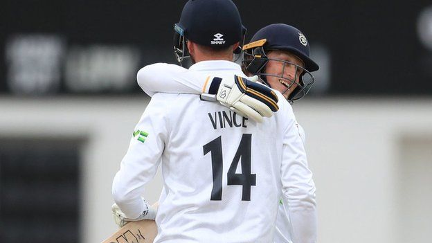 James Vince and Tom Alsop both made first-day centuries for Hampshire at Leicester