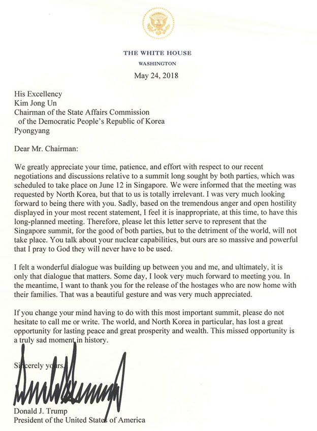 Trump publicizes original letter from Kim Jong-un during European