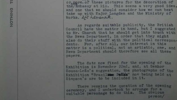 Trecho do documento no qual o diplomata Victor Perowne