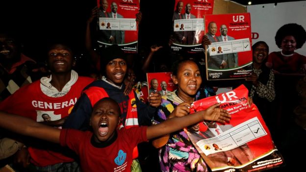 Supporters of Uhuru Kenyatta celebrate in Nairobi