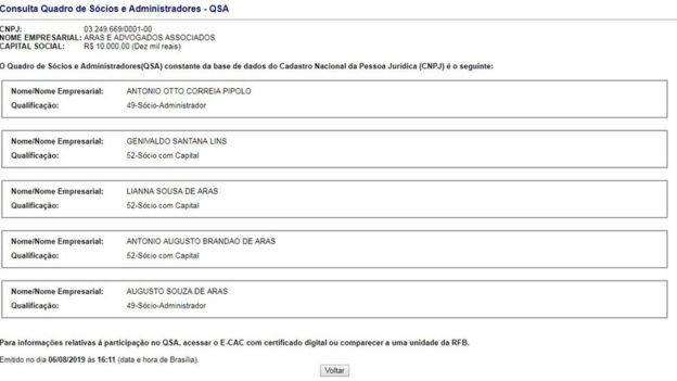 Print de registro da Receita