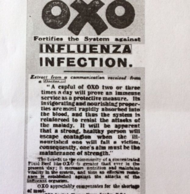 Publicidad de Oxo promocionando el caldo para protegerse contra la gripe.